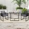 Costway 3 PCS Patio PE Wicker Furniture Set Cushioned Chairs with Folding Backrest Backyard Black/White